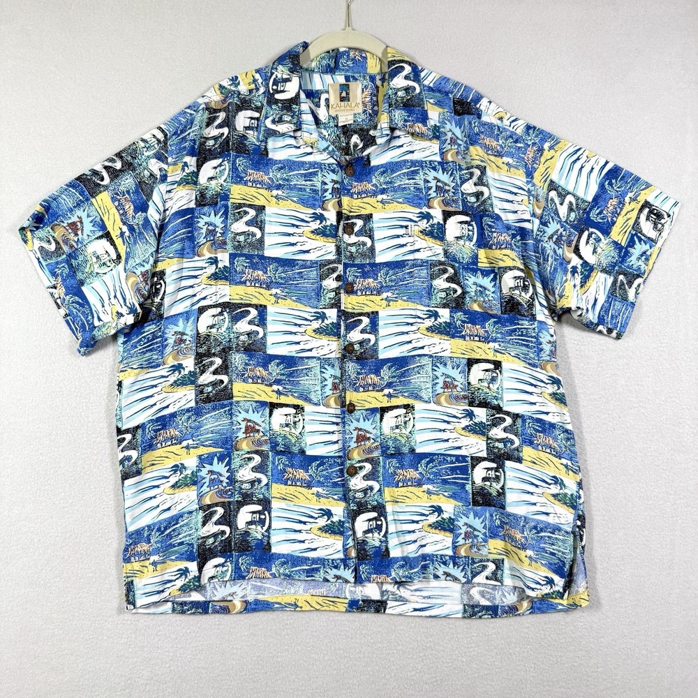 Vintage Kahala Hawaiian Shirt Mens Large Rayon Beach Island USA Made Handcrafted